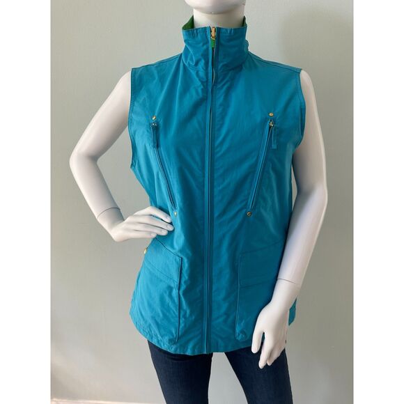 Vintage Ralph Lauren Green Blue Reversible Utility Vest with Pockets size M - Picture 2 of 12